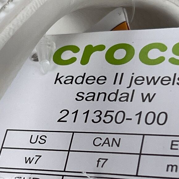 Crocs Kadee II Strappy Sandals Women's 7 White Jewels Summer Slides 211350-100 - Picture 15 of 16